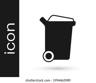 La barra negra puede enmarcar un icono aislado en el fondo blanco. Signo de basurero. Icono de la canasta de reciclaje. Icono de papelera.  Vector