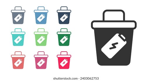 Black Trash can icon isolated on white background. Garbage bin sign. Recycle basket icon. Office trash icon. Set icons colorful. Vector