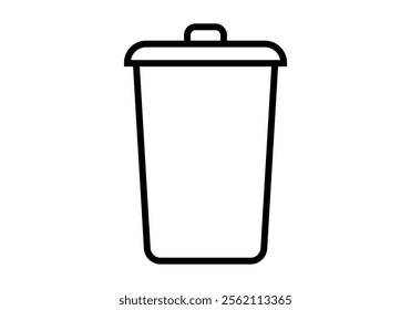 Black trash can icon on white background