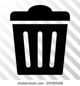 Black Trash Can interface icon. Vector pictogram style is a flat symbol on diagonal hatch transparent background.