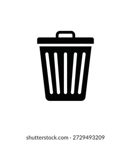 Black trash can isolated flat design vector illustration scalable graphic