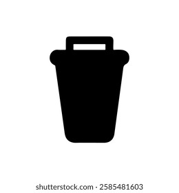 Black Trash can silhouette vector illustration on white background