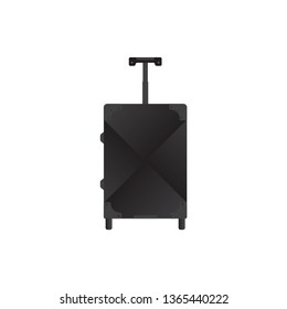 Black travel bag or suitcase. Isolated on white. Vector illustration