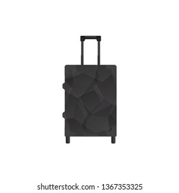 Black travel bag or suitcase. Isolated on white. Vector illustration