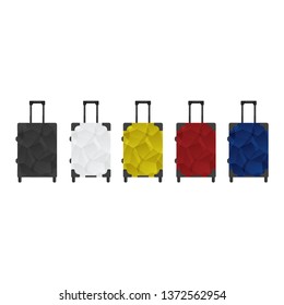 Black travel bag or suitcase. Isolated on white. Vector illustration