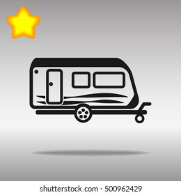 black Travel camping trailer car Icon button logo symbol concept high quality