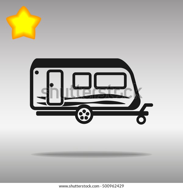 black Travel camping trailer car Icon button logo\
symbol concept high\
quality