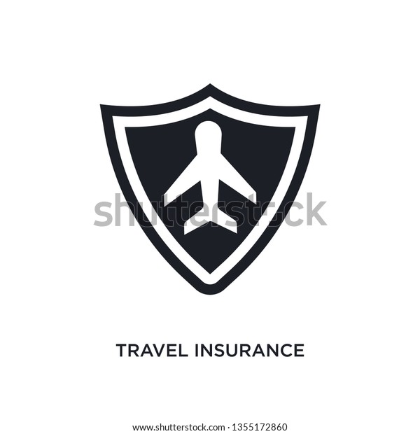 black travel insurance isolated vector icon. simple\
element illustration from travel concept vector icons. travel\
insurance editable logo symbol design on white background. can be\
use for web and