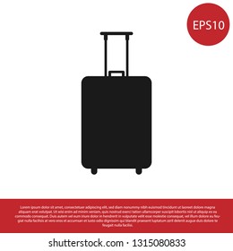 Black Travel suitcase icon isolated on white background. Traveling baggage sign. Travel luggage icon. Vector Illustration
