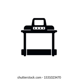 A black treadmill vector silhouette.