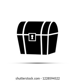 Black treasure chest icon isolated on white background. Vector element