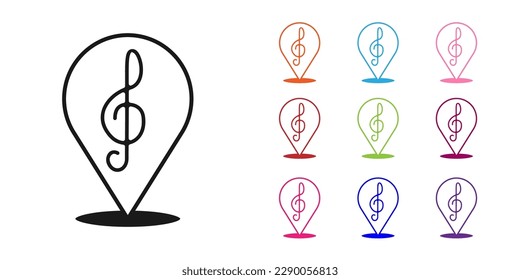 Black Treble clef icon isolated on white background. Set icons colorful. Vector