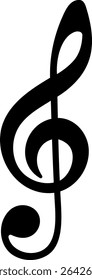 Black treble clef icon in simple style, isolated without background