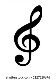 Black treble clef isolated on white background.  Musical symbol. Music key icon. Vector illustration 
