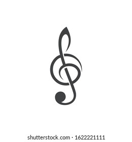 Black treble clef musical note logo music key Vector Image