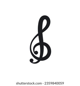 black treble clef  note icon for music and musical applications vector design template