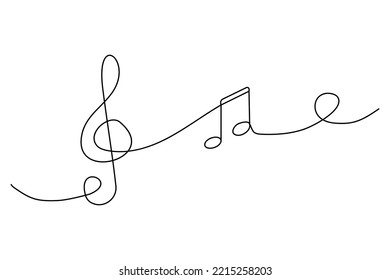 black treble clef note line. One line drawing background. Vector illustration. stock image. 