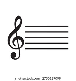 A black treble clef symbol displayed above five horizontal musical staff lines