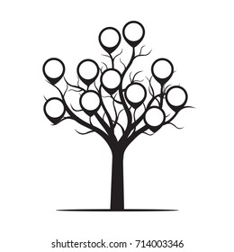 Black Tree with Borders Vector Illustration.