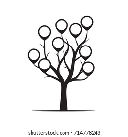 Black Tree with Borders. Vector Illustration.