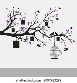 Black Tree Branch with Frames wall decal sticker 