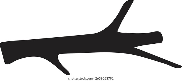Black Tree Branch Silhouette Illustration Isolated on White Background