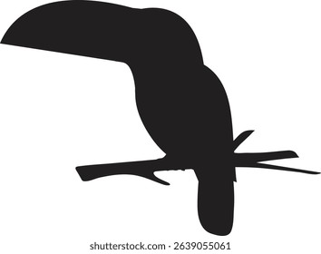 Black Tree Branch Silhouette Illustration Isolated on White Background