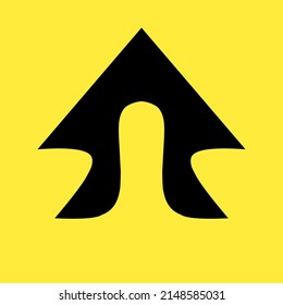 black tree gate building on yellow background