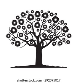 Black Tree and Geometric Flowers