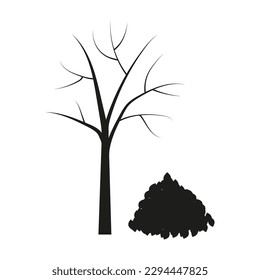 Black tree has fallen leaves. Design element. Vector illustration.