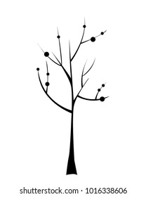 Black tree icon. Doodle vector illustration