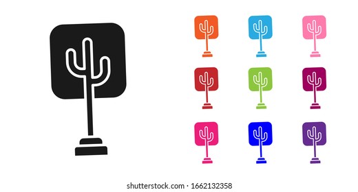 Black Tree icon isolated on white background. Forest symbol. Set icons colorful. Vector Illustration