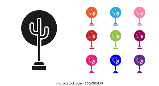 Schwarzer Baum Symbol einzeln auf weißem Hintergrund. Waldsymbol. Symbole bunt festlegen. Vektorillustration-Illustration