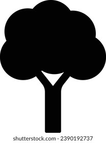Icono de árbol negro aislado en fondo blanco. Símbolo del bosque