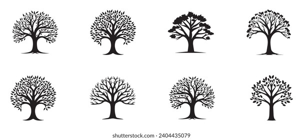 Black Tree icon isolated on white background. Vector Illustration.