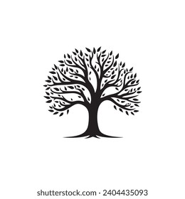 Black Tree icon isolated on white background. Vector Illustration.