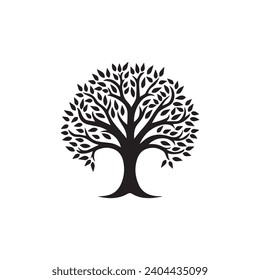 Icono de Árbol negro aislado en fondo blanco. Ilustración vectorial.