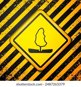 Black Tree icon isolated on yellow background. Forest symbol. Warning sign. Vector