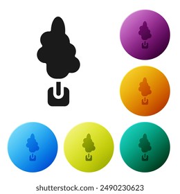 Black Tree icon isolated on white background. Forest symbol. Set icons in color circle buttons. Vector