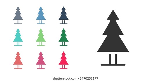 Black Tree icon isolated on white background. Forest symbol. Set icons colorful. Vector