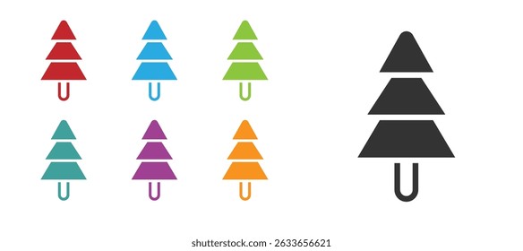 Black Tree icon isolated on white background. Forest symbol. Set icons colorful. Vector