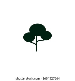 black tree icon on white background. Isolated forest hand drawn nature illustration. Tree silhouette icon.