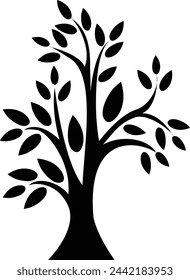 Black tree icon and white background 