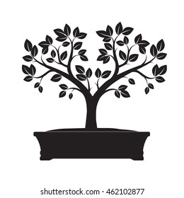 Black Tree. Illustration of Bonsai.