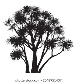 Black tree isolated on white background. Silhouette tree