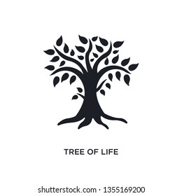 black tree of life isolated vector icon. simple element illustration from religion concept vector icons. tree of life editable logo symbol design on white background. can be use for web and mobile