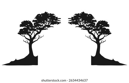 Árbol negro del icono vivo en el fondo blanco