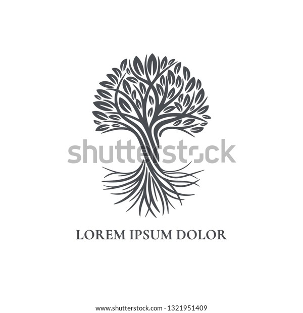 Black Tree Logo Abstract Modern Illustration Stock Vector (Royalty Free