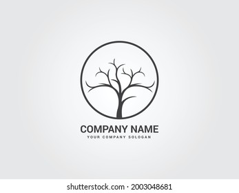 Black tree logo design template