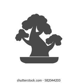 Black tree logo illustration icon. Bonsai
